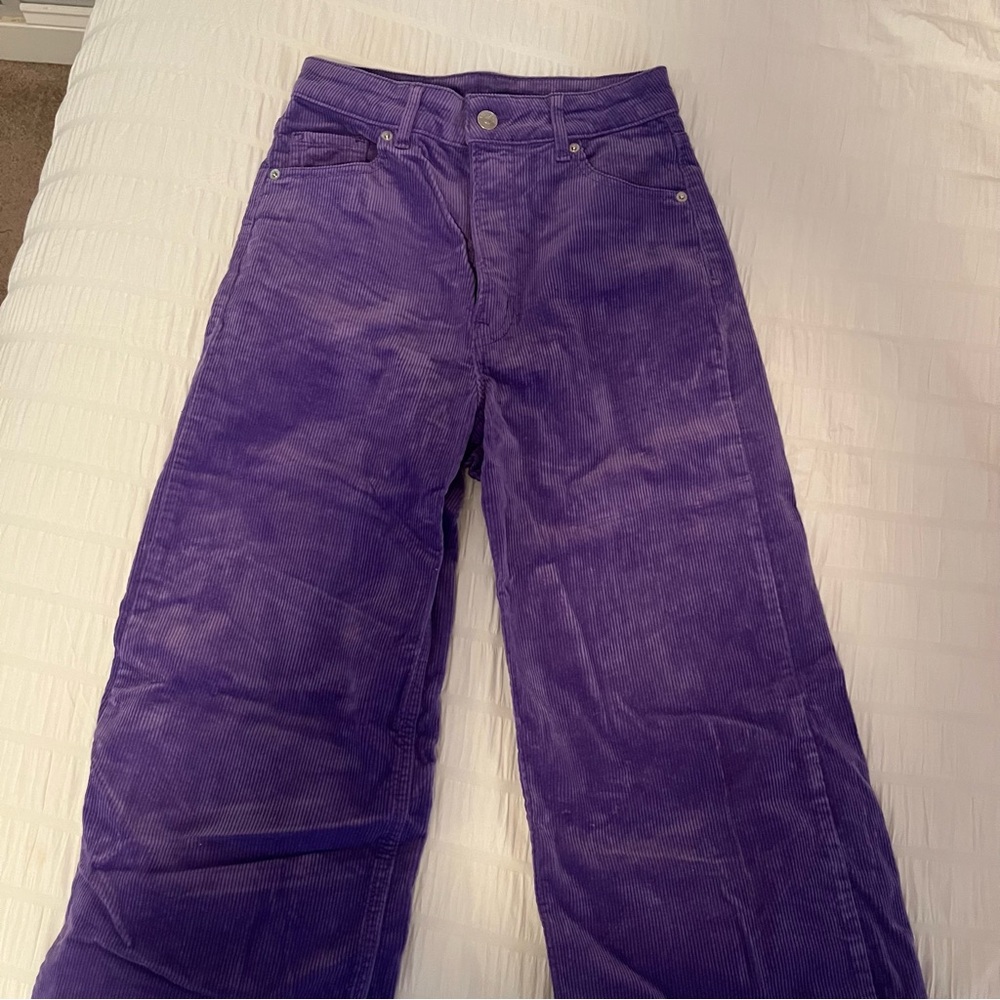 Purple corduroy wide leg pants